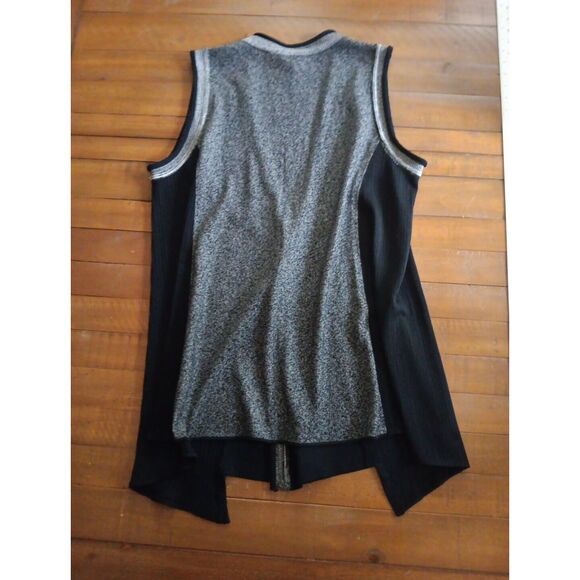 Exclusively Misook‎ Duster Vest Cardigan Womens M Black and Gray Sleeveless - Picture 8 of 9